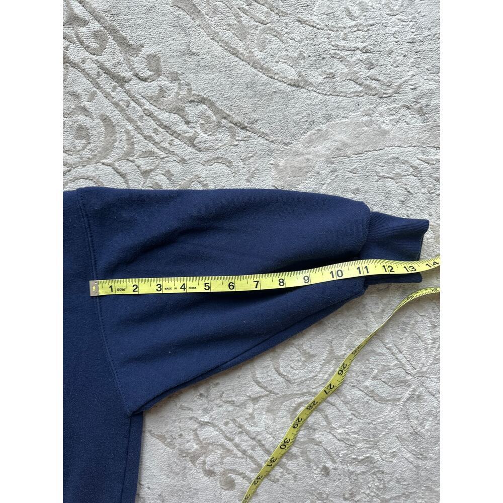 Vintage 90s Limited Jeans Sweatshirt Navy Blue Crest Logo M Cropped Sleeves - Picture 4 of 7